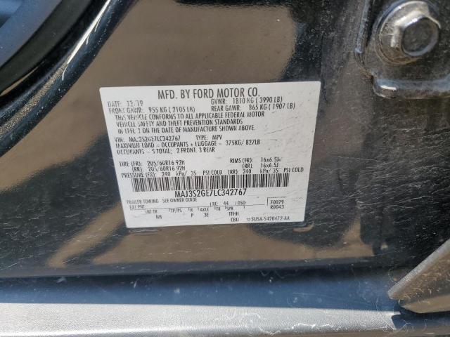 MAJ3S2GE7LC342767 - 2020 FORD ECOSPORT SE შავი ფოტო 13