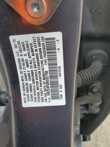 19XZE4F53KE027769 - 2019 HONDA INSIGHT EX GRAY photo 12