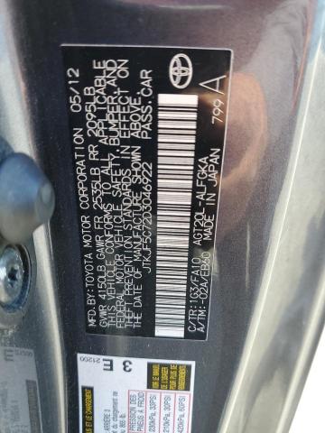 JTKJF5C72D3046922 - 2013 TOYOTA SCION TC ნაცრისფერი ფოტო 12