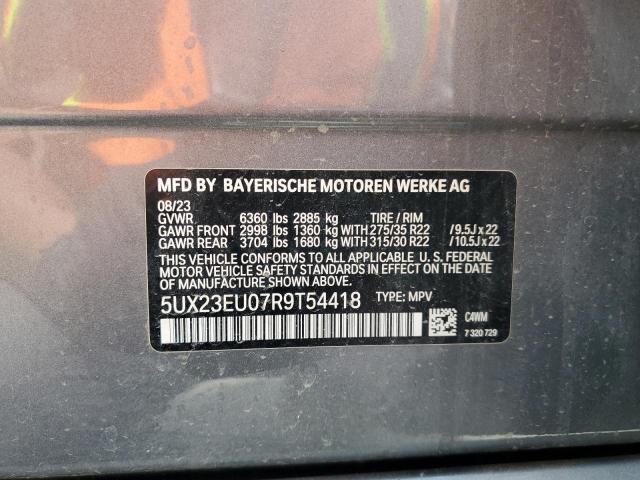 5UX23EU07R9T54418 - 2024 BMW X5 XDRIVE40I GRAY photo 13