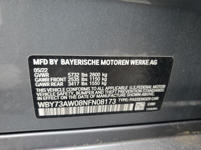 WBY73AW08NFN08173 - 2022 BMW I4 EDRIVE 40 GRAY photo 12