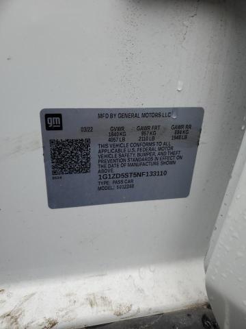 1G1ZD5ST5NF133110 - 2022 CHEVROLET MALIBU LT WHITE photo 12