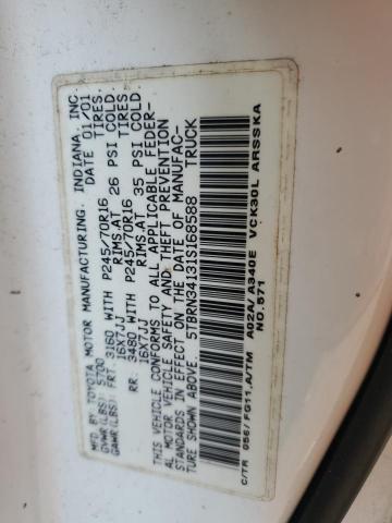 5TBRN34131S168588 - 2001 TOYOTA TUNDRA ACCESS CAB SR5 WHITE photo 12