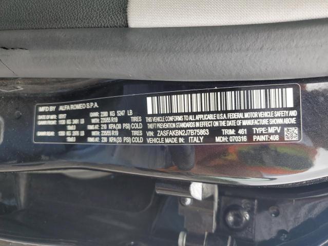 ZASFAKBN2J7B75863 - 2018 ALFA ROMEO STELVIO TI შავი ფოტო 13