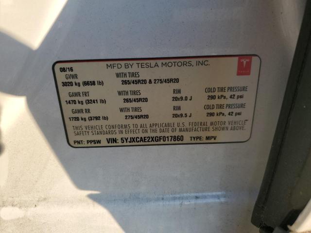 5YJXCAE2XGF017860 - 2016 TESLA MODEL X Ağ foto 13