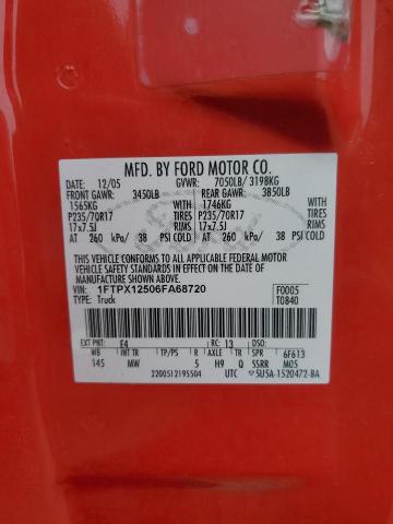 1FTPX12506FA68720 - 2006 FORD F150 RED photo 13