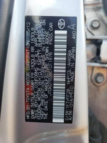 JTDKDTB36C1011878 - 2012 TOYOTA PRIUS C SILVER photo 13