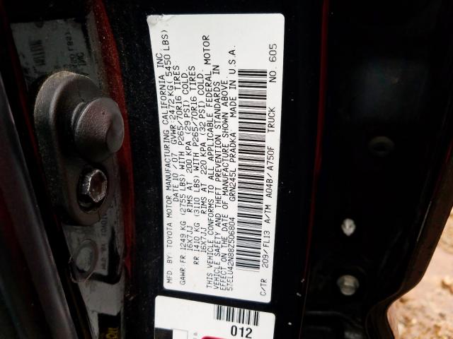 5TELU42N88Z506804 - 2008 TOYOTA TACOMA DOUBLE CAB  照片 10