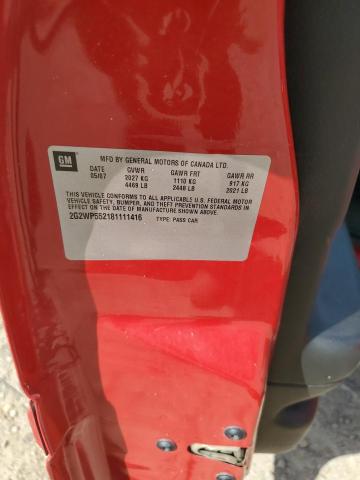 2G2WP552181111416 - 2008 PONTIAC GRAND PRIX 红色 照片 12