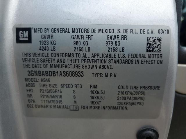 3GNBABDB1AS608933 - 2010 CHEVROLET HHR LT SILVER photo 12