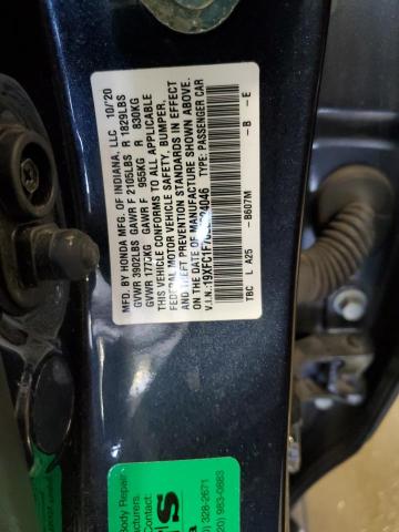 19XFC1F70LE024046 - 2020 HONDA CIVIC EXL 蓝色 照片 12
