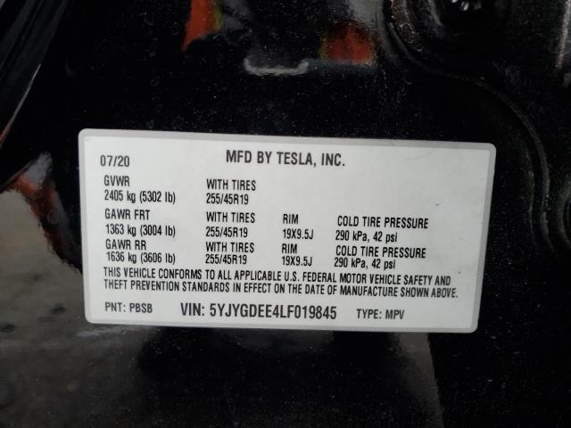 5YJYGDEE4LF019845 - 2020 TESLA MODEL Y Սև լուսանկար 12