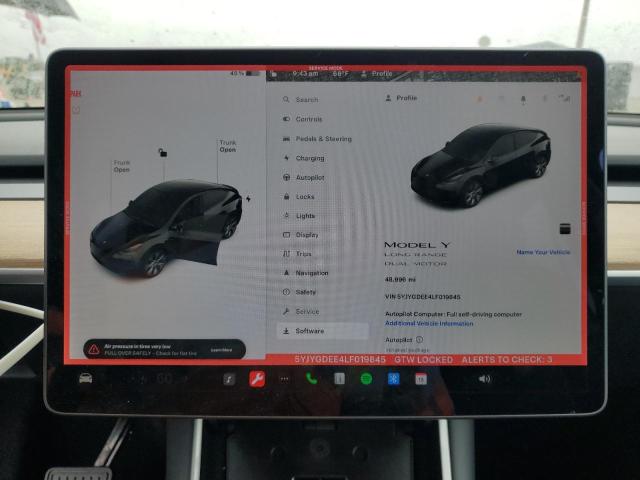 5YJYGDEE4LF019845 - 2020 TESLA MODEL Y Սև լուսանկար 9
