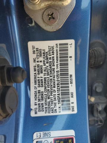 1HGFA152X8L012515 - 2008 HONDA CIVIC DX BLUE photo 12