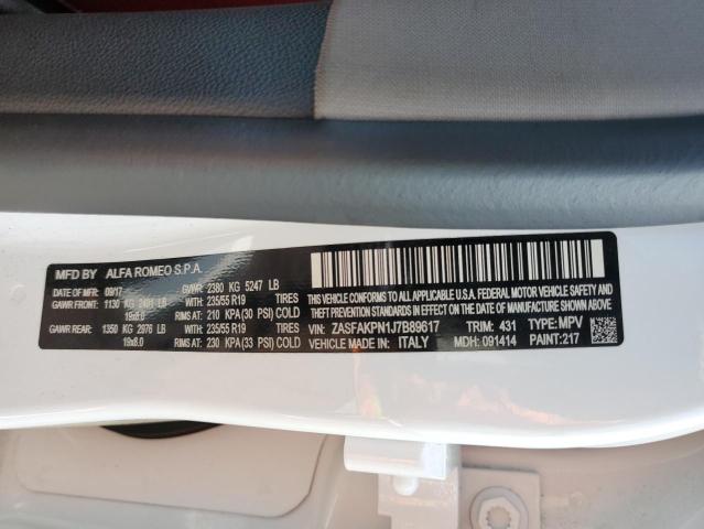 ZASFAKPN1J7B89617 - 2018 ALFA ROMEO STELVIO SPORT Белый фото 12