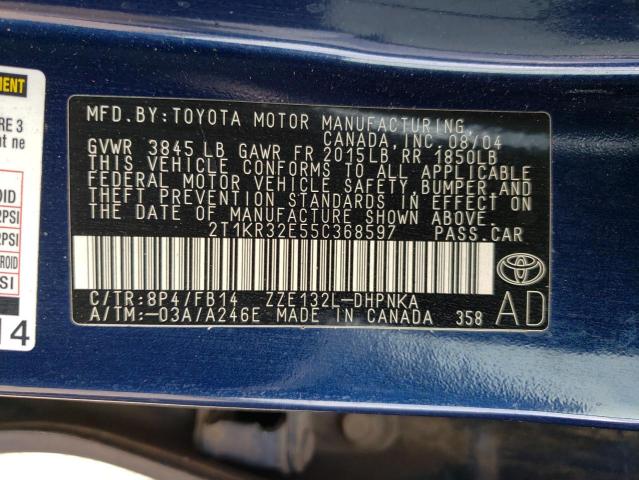 2T1KR32E55C368597 - 2005 TOYOTA MATRIX XR Mavi fotoğraf 14