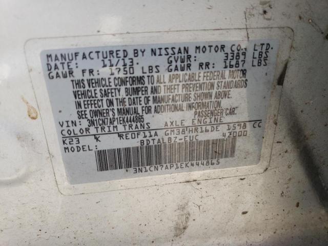 3N1CN7AP1EK444865 - 2014 NISSAN VERSA S SILVER photo 12