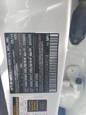 4JGDA5HB2DA249218 - 2013 MERCEDES-BENZ ML 350 4MATIC WHITE photo 13