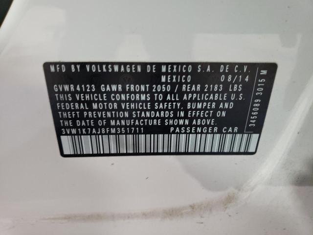 3VW1K7AJ8FM351711 - 2015 VOLKSWAGEN JETTA BASE Ağ foto 12