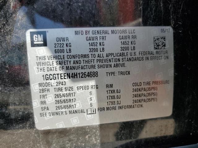 1GCGTEEN4H1264688 - 2017 CHEVROLET COLORADO ZR2 BLACK photo 12