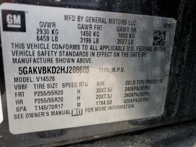 5GAKVBKD2HJ208605 - 2017 BUICK ENCLAVE 黑色 照片 13