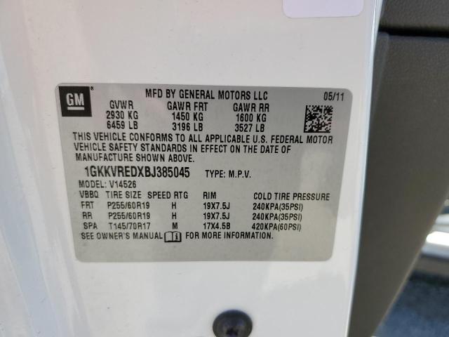 1GKKVREDXBJ385045 - 2011 GMC ACADIA SLT-1 白色 照片 13