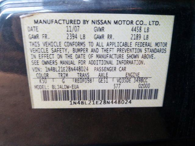 1N4BL21E28N448024 - 2008 NISSAN ALTIMA 3.5SE  photo 10