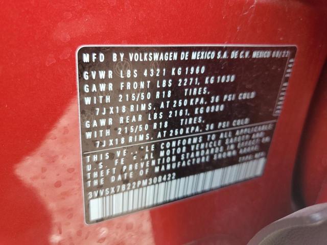 3VVSX7B22PM308422 - 2023 VOLKSWAGEN TAOS SE RED photo 12