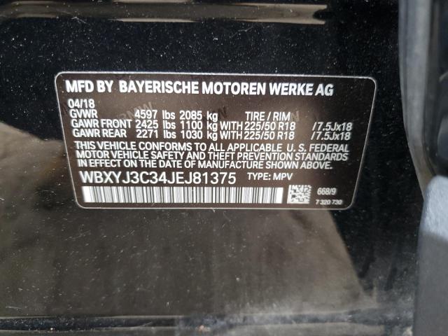 WBXYJ3C34JEJ81375 - 2018 BMW X2 SDRIVE28I BLACK photo 12