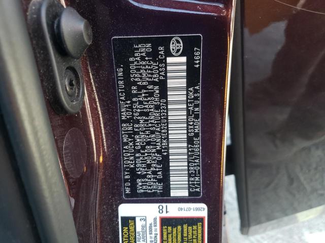 4T1BK1EB2EU132370 - 2014 TOYOTA AVALON BASE 栗色 照片 12