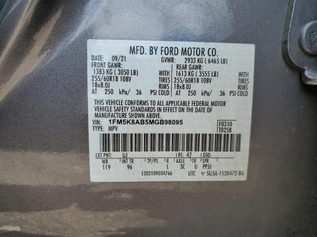 1FM5K8AB5MGB98095 - 2021 FORD EXPLORER POLICE INTERCEPTOR 灰色 照片 13