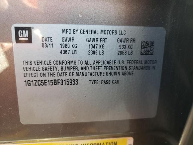 1G1ZC5E15BF315933 - 2011 CHEVROLET MALIBU 1LT 棕色 照片 10