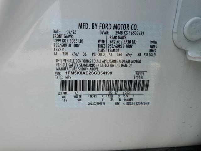 1FM5K8AC2SGB54190 - 2025 FORD EXPLORER POLICE INTERCEPTOR WHITE photo 13