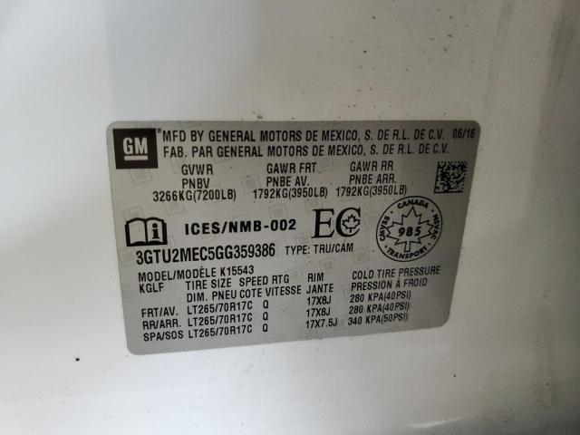 3GTU2MEC5GG359386 - 2016 GMC SIERRA K1500 SLE WHITE photo 12