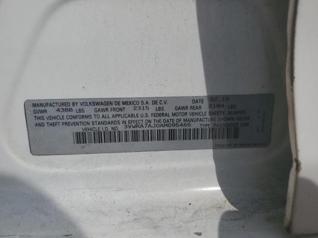 3VWRA7AJ0AM095465 - 2010 VOLKSWAGEN JETTA WOLFSBURG 白色 照片 13