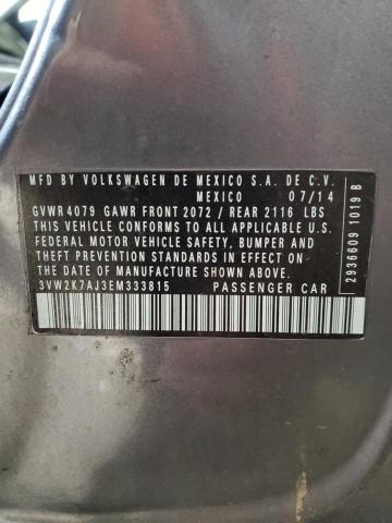 3VW2K7AJ3EM333815 - 2014 VOLKSWAGEN JETTA BASE Մոխրագույն լուսանկար 12