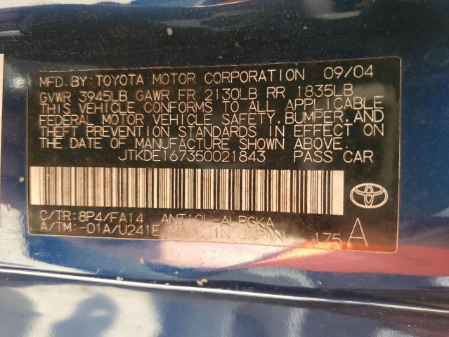 JTKDE167350021843 - 2005 TOYOTA SCION TC 蓝色 照片 12