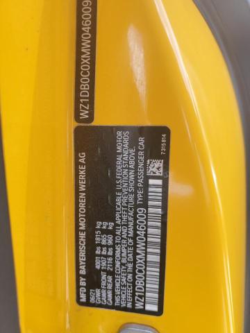 WZ1DB0C0XMW046009 - 2021 TOYOTA SUPRA BASE YELLOW photo 12