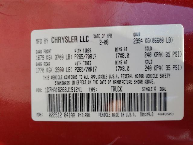 1D7HA16268J191241 - 2008 DODGE RAM 1500 ST RED photo 12