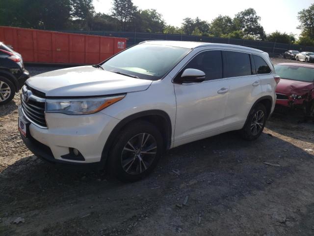 5TDKKRFH2GS152082 - 2016 TOYOTA HIGHLANDER XLE WHITE photo 1