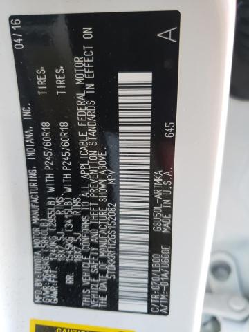 5TDKKRFH2GS152082 - 2016 TOYOTA HIGHLANDER XLE WHITE photo 13