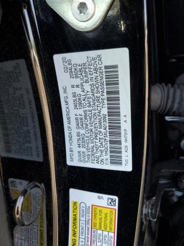 1HGCV2F5XLA013092 - 2020 HONDA ACCORD EXL BLACK photo 12