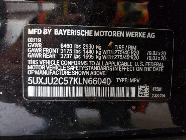 5UXJU2C57KLN66040 - 2019 BMW X5 XDRIVE50I BLACK photo 14