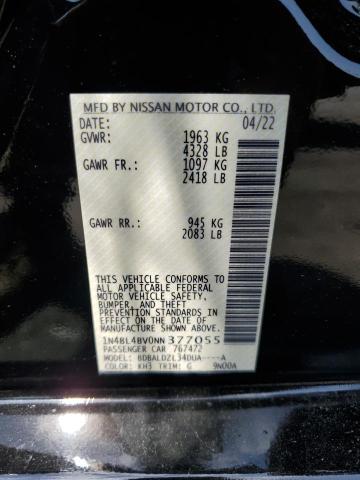 1N4BL4BV0NN377055 - 2022 NISSAN ALTIMA S BLACK photo 12