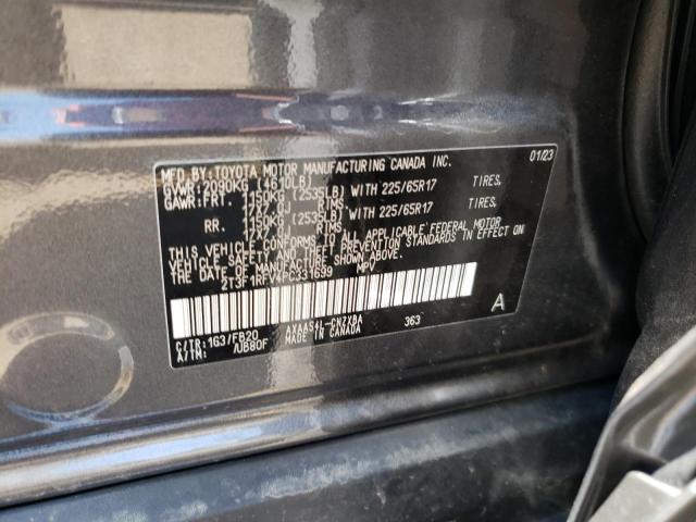 2T3F1RFV4PC331699 - 2023 TOYOTA RAV4 LE GRAY photo 12