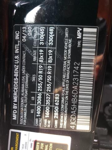 4JGDA5HB6DA231742 - 2013 MERCEDES-BENZ ML 350 4MATIC BLACK photo 12