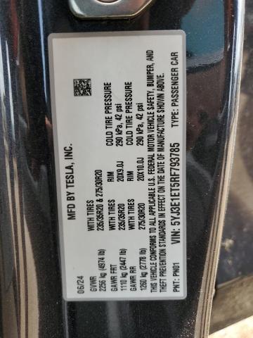 5YJ3E1ET5RF793785 - 2024 TESLA MODEL 3 Մոխրագույն լուսանկար 12