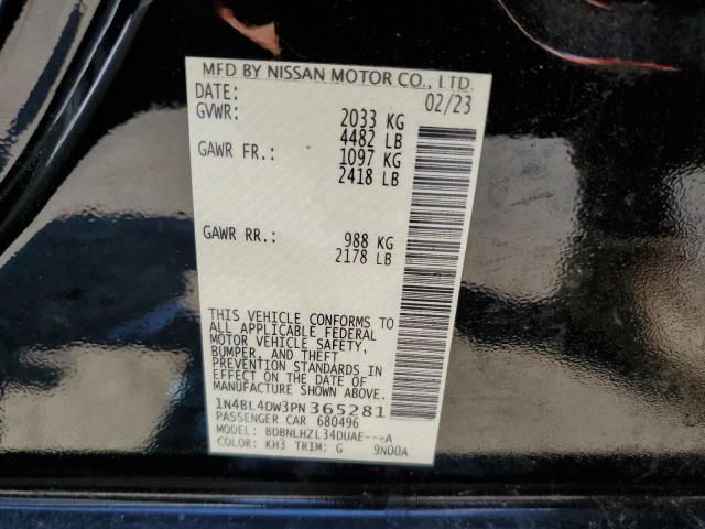 1N4BL4DW3PN365281 - 2023 NISSAN ALTIMA SV BLACK photo 12