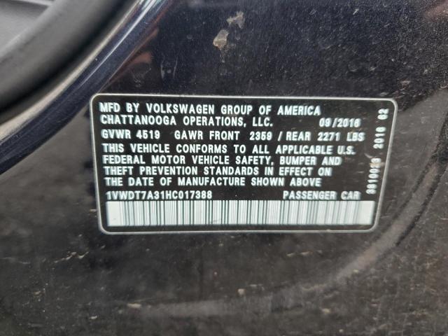 1VWDT7A31HC017388 - 2017 VOLKSWAGEN PASSAT R-LINE შავი ფოტო 13