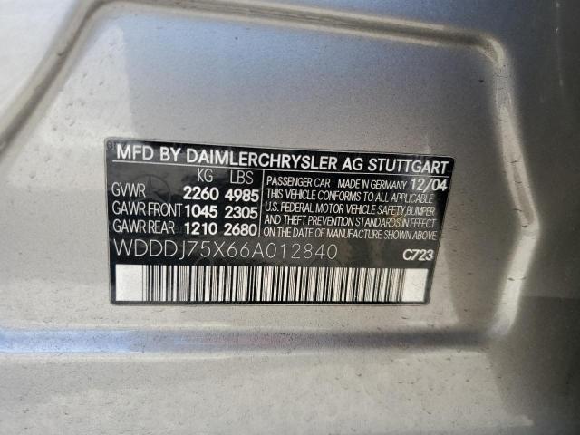 WDDDJ75X66A012840 - 2006 MERCEDES-BENZ CLS 500C GRAY photo 12